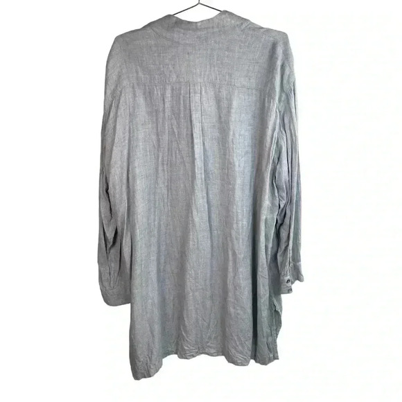 Elemente Clemente Gray Linen Long Sleeve Button Down Tunic - Picture 3 of 7
